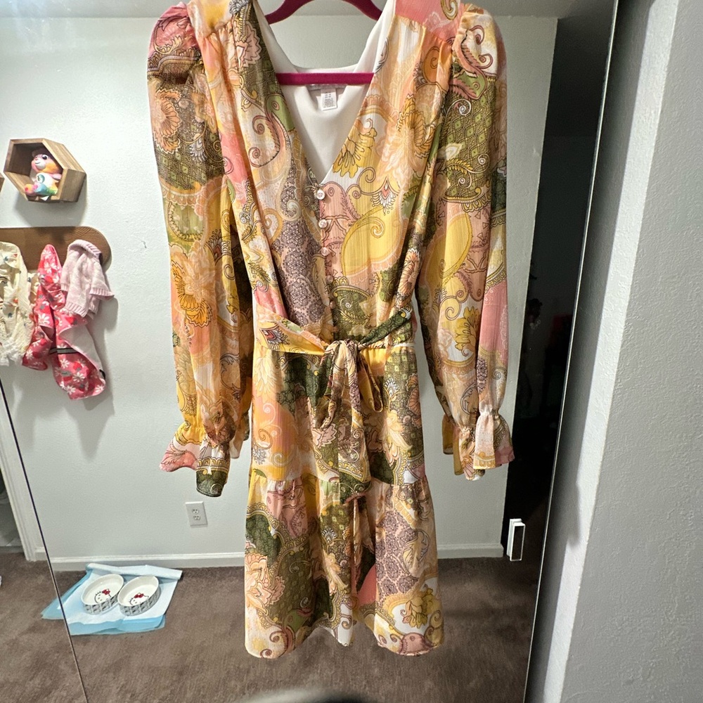 London Times Multicolor Paisley Long Sleeve Dress